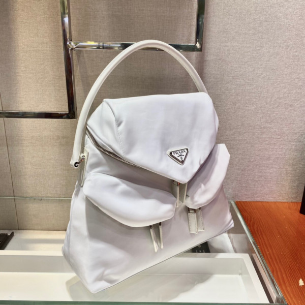 Pra*a signaux nylon and leather hobo bag