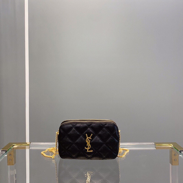 Y*L becky double-zip pouch in quilted lambskin