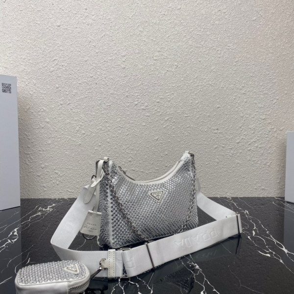 Pra*a re-edition 2005 satin bag with crystals