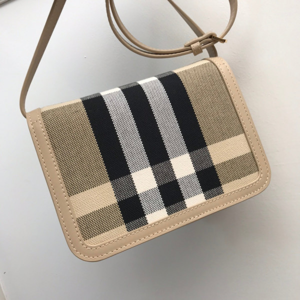 B**rry medium check canvas and leather tb bag