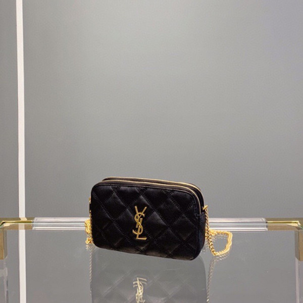 Y*L becky double-zip pouch in quilted lambskin